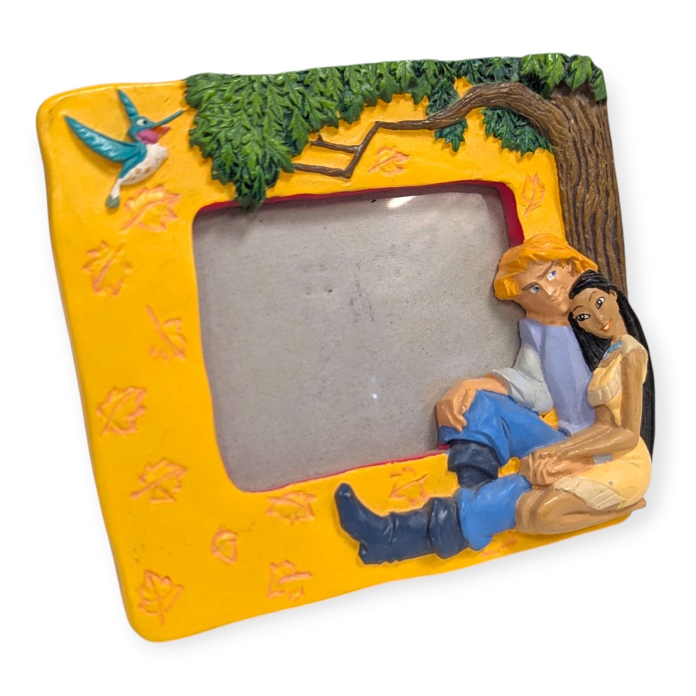 Disney Pocahontas John Smith Picture Frame‎ Kids Yellow Excellent 3D Resin
